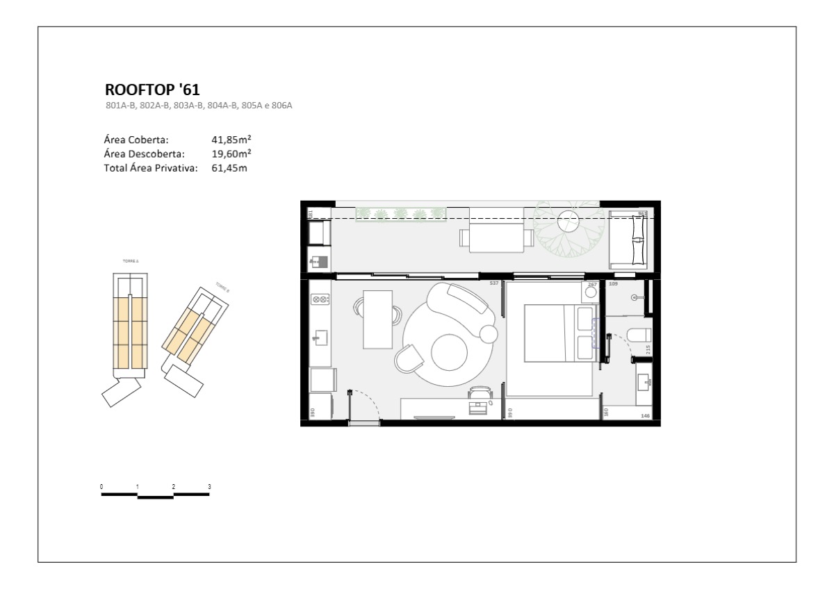 Planta Rooftop 61m² - Next Trindade